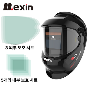 Mexin OP-600L 자동변광 용접마스크 4아크센서 트루컬러 DIN 5-9/9-13 외부조절 태양광충전 600mAh 리튬배터리 용접헬멧, 1개, 블랙