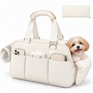 Keyura 강아지 고양이 이동가방 애견 캐리어 산책가방 슬링백 카시트 가벼운 통기 숄더 캐리어, 1개, 크림 옐로우