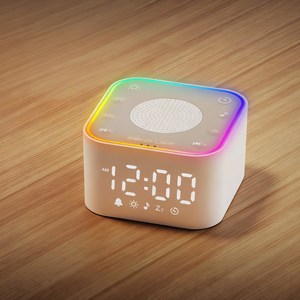 Ageye LED 알람시계 인테리어 탁상시계 USB 디지털 미니 무소음시계, 화이트