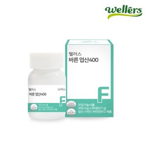 웰러스 바른 엽산 400 1병 2개월분 (No화학부형제 아연 비타민B), 60정, 2개