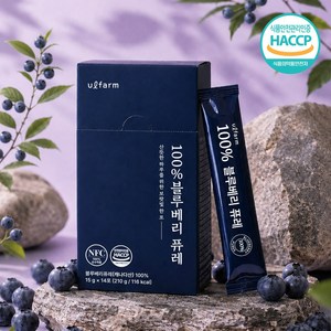 울팜 100% 블루베리 퓨레 NFC 14포, 1박스, 210g