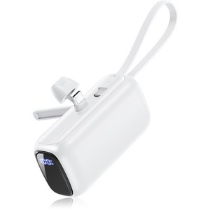 RUMOOR 도킹형 보조배터리 10000mAh 대용량 고속충전 PD 22.5W 잔량표시 일체형 게이블&스탠드, 화이트, Z8