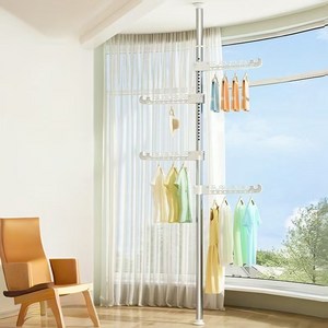 STYLE.DR 천정형 폴행거 스탠드형 빨래건조대 일자식 옷걸이 공간절약, 3.1M, 실버