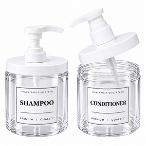 하누온 입구넓은 펌프 공병 디스펜서 샴푸 용기 500ml, 2개, 오브제 화이트
