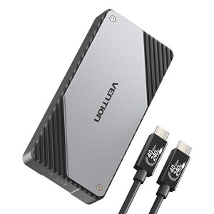 벤션 40Gbps M.2 NVMe SSD 인클로저 외장 케이스 스마트 냉각 쿨링 팬 장착 썬더볼트 5/4/3 USB4 지원, 1개, KPZH0