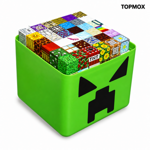 TOPMOX 자석 블록 조립 완구 블록 200개와 랜덤 미니 피규어 15개 포함 보관 케이스 포함, 1개, 녹색