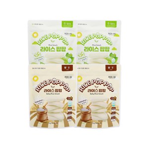 라이스팝팝 유기농 쌀과자 떡뻥 세트 백미 맛 + 선택(8가지중), 80g, 1세트, 오리지널 맛 2개 + 감귤 맛 2개