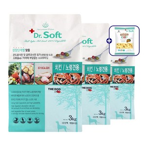 더독 노령견용 강아지 닥터 소프트 사료, 닭, 3kg, 3개