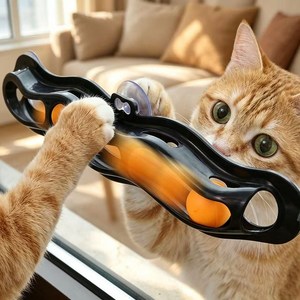 BIKASU 고양이 장난감 공놀이 벽걸이 물결형 트랙볼, 1개, 블랙