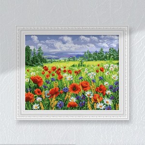 꽃들판언덕 꽃그림 들꽃 풍경화 DIY 그림그리기 명화 셀프 인테리어액자 캔버스 유화세트