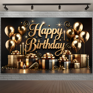 아라홍스 생일파티 환갑 생일가랜드 축하 현수막, 블랙골드박스