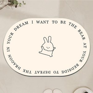 귀여운 캐릭터 규조토 욕실 발매트, 토끼, 1개