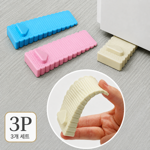 쓸리미너 도어 스토퍼 문닫힘 방지 고정 잘되는 방문 스토퍼 3P, 1세트, 베이지+핑크+블루 96*38*14MM