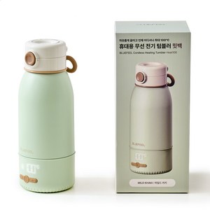 블루필 무선 가열텀블러 휴대용 분유 전기포트 힛백 500ml, 마일드 카키, Heat100