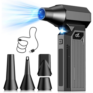 BaoTai 다용도 초강력 무선 에어건 110000RPM LED 조명 배터리 잔량 표시 4단계 터보 제트 블로워 차량 세척 키보드 청소 캠핑 및 먼지 제거에 적합합니다, Z2, 검정색