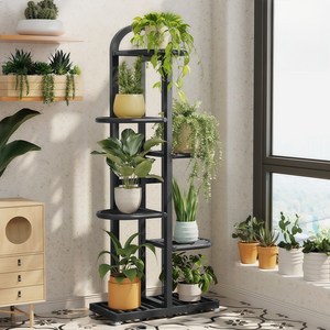 철제 거실화분정리대 현대풍 화분진열대, 6단, 강화형 블랙