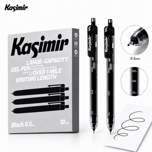 Kasimir 대용량 볼펜 0.5mm 12개 안번지는 젤잉크 필기 세트, 1세트, 블랙