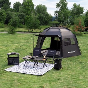 BLACKDOG 블랙독 육각형 원터치 패밀리 캠핑 텐트 4-6인용 블랙코팅 자동설치 CBD2300QT012, 블랙