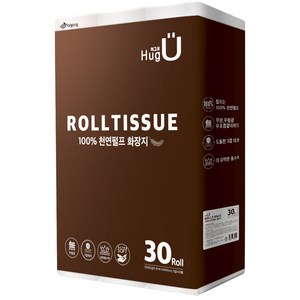 허그유 천연펄프 3겹 고급롤화장지, 30m, 30롤, 1개