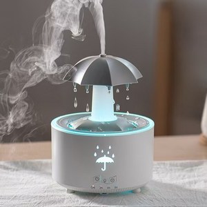 [신상품] 가정용 가습기 회전 빗방울 칠색 무드등 리모컨 가습기, 흰색, 리모콘