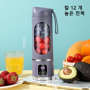 PYHO 휴대용 무선 믹서기 12 스틸 나이프 바이모터 쇄빙 미니 믹서기, 자색
