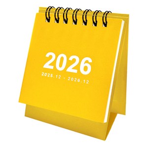 연휴표시 2026년 책상 미니달력 데스크캘린더 2025년 12월 포함, 1개, 옐로우