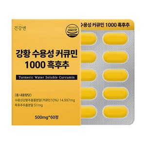 강황 수용성 커큐민 1000 흑후추 식약청인증 HACCP 건강앤, 60정, 1개