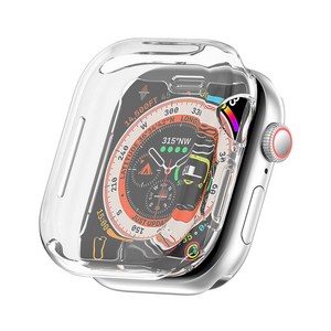 애플워치12 케이스 실리콘 풀커버 보호 커버 42mm 46mm 호환, 1개, 투명