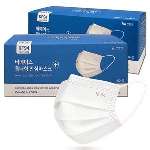 KF94 특대형 덴탈 마스크/자외선차단 항균 소재, 화이트, 2개, 50매입
