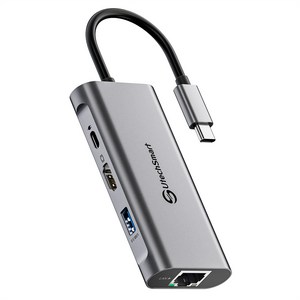 UtechSmart USB3.0 허브 6포트 C타입 멀티허브 노트북 맥북 HDMI 4K 이더넷 1개, 회색, UCN3273