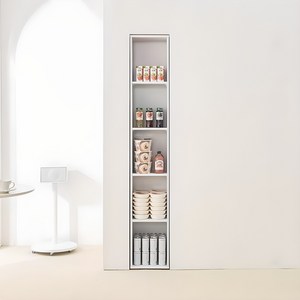 달리아 300 키큰 오픈 5단 주방수납장 냉장고 틈새장, 01. 화이트