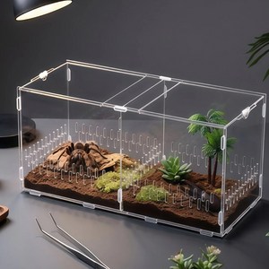 blitopia 청소 편리한 도마뱀 사육장 파충류 하우스 집 40*20*20.5cm, 투명색, 1개