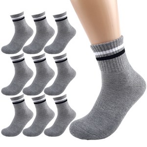 올리싹 5+5 두꺼운 남성용 국산 더블쿠션 두줄 스포츠 중목 양말, 그레이, 10개