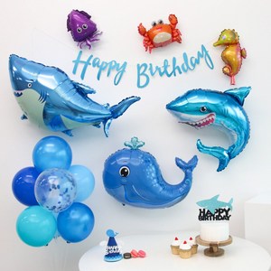 이벤트홀릭 상어 고래 풍선 생일파티세트, 숫자풍선 없음
