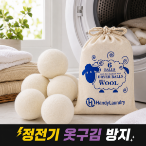 호담즈 정전기 구김방지 건조기 양모볼, 6개, 화이트