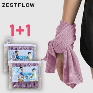 제스트플로우 아이스 냉감 스포츠 쿨타올 1+1 지퍼백, 핑크, 1개
