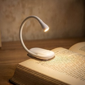 ROYAI ONE 휴대용 집게 LED 공부등 무선 독서등, 흰색