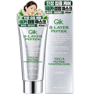 GIK 테카 콜라겐 펩타이드 진정 탄력 광채 3중 필 오프 나이트 랩핑 마스크 팩, 1개, 1개입