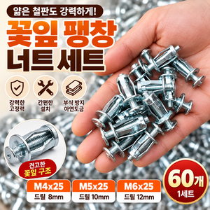 강력 고정 빠른 설치 부식 방지 튼튼한 꽃잎 팽창 너트 세트, 1세트