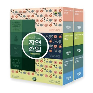 자연쓰임 천연펄프 순수소프트 미용티슈 280매 6입, 6개