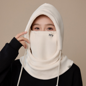 SMILE MORLI 빅사이즈 남여공용 플리스 방한 후드넥워머 마스크 탈부착 바라클라바, 아이보리, 1개