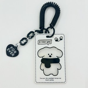 겨울 댕냥친구들 목도리 카드 케이스 명찰 교통 사원증 릴홀더, 1개, 4.강아지_스프링_케이스