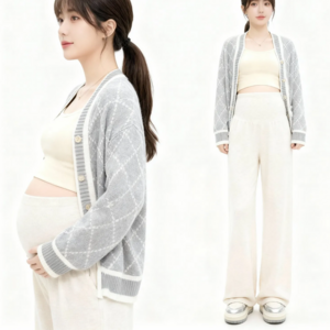 컬러인베리 임산부 복대형 와이드 니트 팬츠