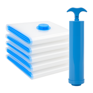 바라츠 투명 진공 이불 의류 압축팩 + 전용펌프 세트, 1세트, 5개입