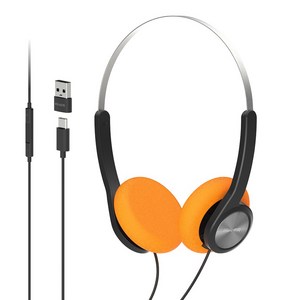 아이리버 C타입 USB 온이어 레트로 유선 오픈형 헤드셋 마이크, 블랙문 선셋, IGH-W10C