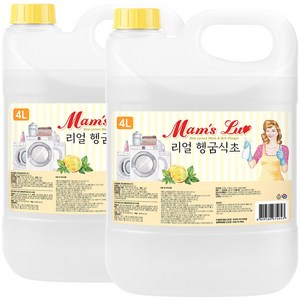 맘스럽 리얼 헹굼식초 4L 2개입 세탁물헹굼 섬유유연제 청소용 강력탈취 레몬 식초를 그대로 담았습니다, 2개 골드박스 특가