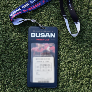 야구 티켓 홀더 세트 야구 굿즈 선물 (가죽 티켓 홀더 및 랜야드), 1세트, BUSAN NAVY&SKYBLUE