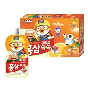 팔도 뽀로로 홍삼쏙쏙 오렌지맛 음료, 100ml, 40개