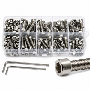 240pcs 스테인리스 육각렌치 볼트 너트 평와셔 세트 육각렌치 포함, 1세트