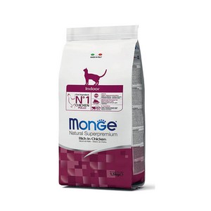 몬지 어덜트 고양이 내추럴 슈퍼프리미엄 인도어 건식사료, 닭, 10kg, 1개